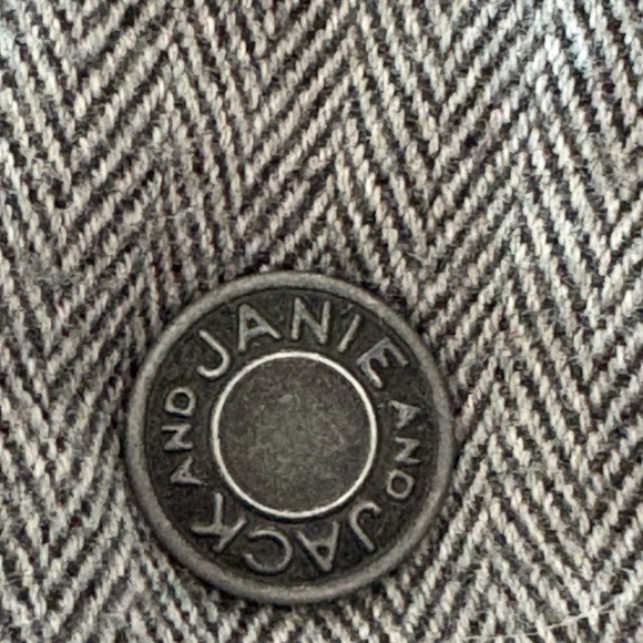 Janie and Jack Kids Herringbone Puffer Vest Grey Lined Snap Front Close Size 3-4 - Picture 6 of 10